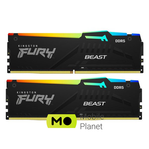 Оперативна пам'ять DDR5 16GB (2x8GB) 5200 MHz FURY Beast RGB Kingston Fury (ex.HyperX) (KF552C40BBAK2-16) (UA)