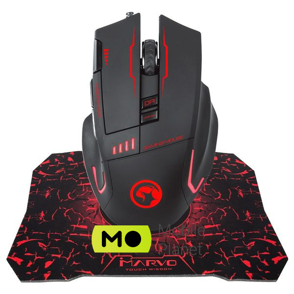 Миша Marvo G909L USB з ігровою поверхнею G1 Black (G909L+G1) (UA)