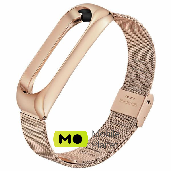 Ремінець для фітнес браслета BeCover Metal для Xiaomi Mi Band 3/4 Rose Gold (704654) (UA)