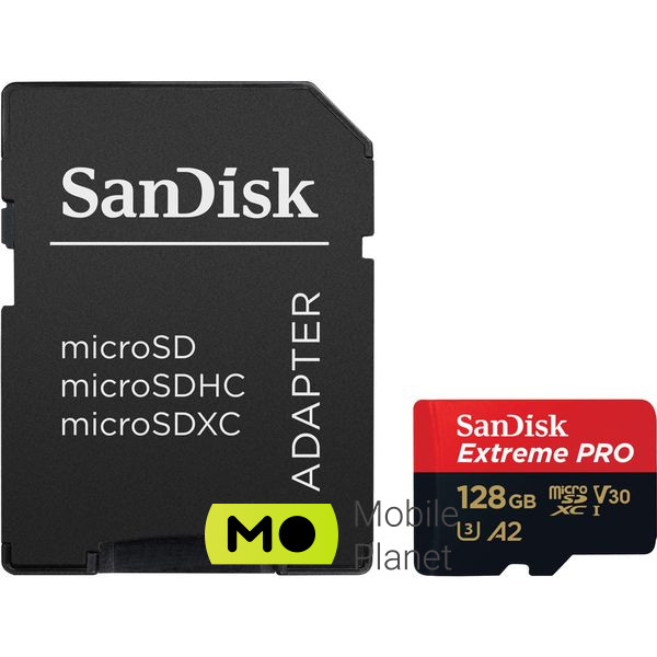 Карта пам'яті SanDisk 128 GB microSDXC UHS-I U3 Extreme Pro+SD Adapter (SDSQXCD-128G-GN6MA) (UA)