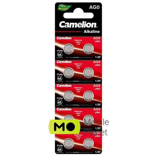 Батарейка AG0 / LR521 / LR63 Alkaline * 10 Camelion (AG0-BP10) (UA)