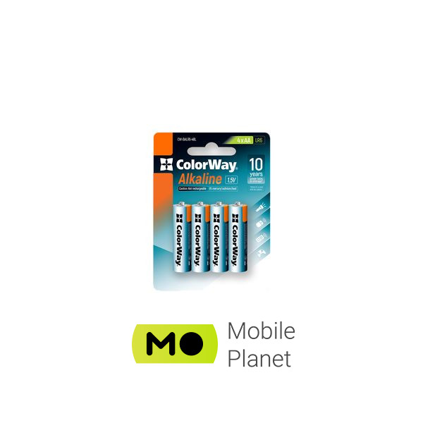 Батарейка ColorWay AA LR6 Alkaline Power (лужні) *4 blister (CW-BALR06-4BL) (UA)