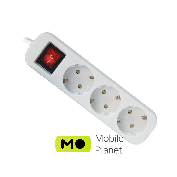 Мережевий фільтр Defender S330 3.0 m 3 роз switch white (99234) (UA)