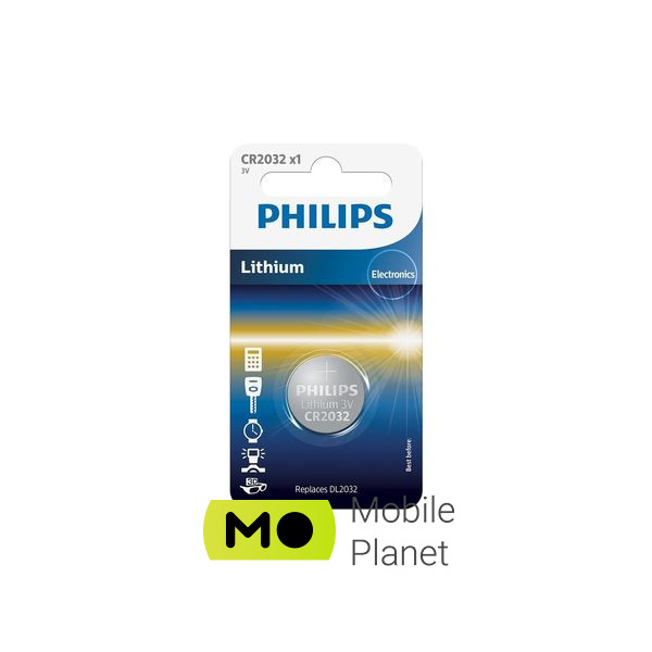 Батарейка Philips CR2032 Lithium * 1 (CR2032/01B) (UA)