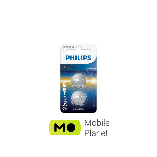 Батарейка Philips CR2032 Lithium BLI 2 (CR2032P2/01B) (UA)