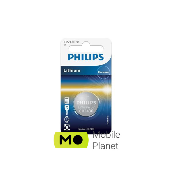 Батарейка Philips CR2430 Lithium * 1 (CR2430/00B) (UA)