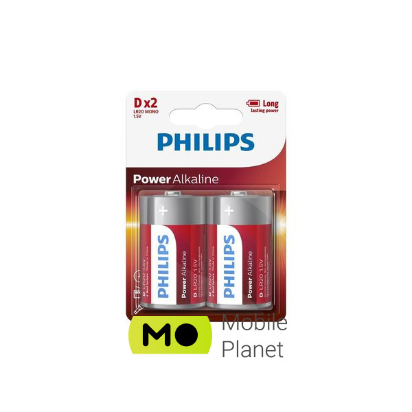 Батарейка Philips D LR20 Power Alkaline * 2 (LR20P2B/10) (UA)
