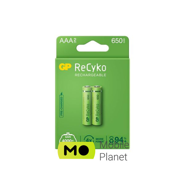 Батарейка Gp AAA 65AAAHCE-EB2 Recyko 650 mAh * 2 (65AAAHCE / 4891199186677) (UA)