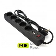 Patron 1.8m (SP-52) + 2 USB 2.0, 2.1A , 5 роз. BLACK (EXT-PN-SP-52-USB) (UA)