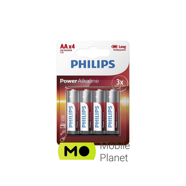 Батарейка Philips AA LR6 Power Alkaline * 4 (LR6P4B/10) (UA)