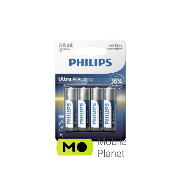 Батарейка Philips AA LR6 Ultra Alkaline * 4 (LR6E4B/10) (UA)