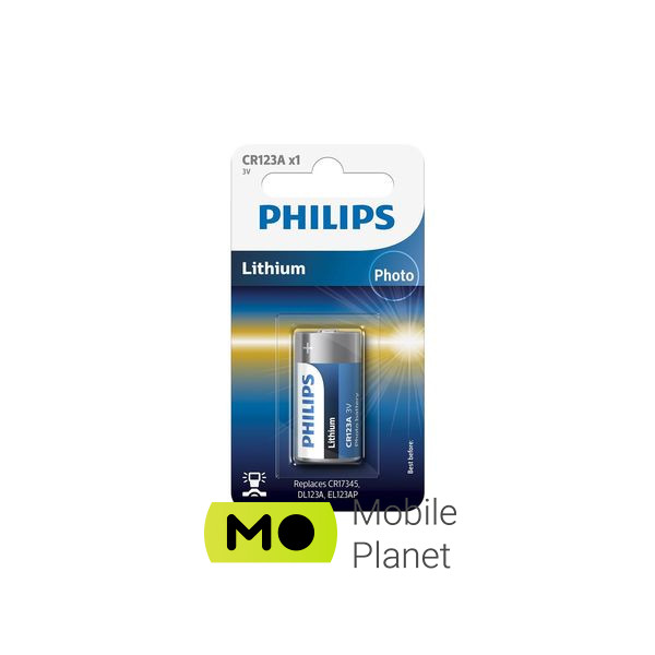 Батарейка Philips CR 123A Lithium 3V *1 (CR123A/01B) (UA)