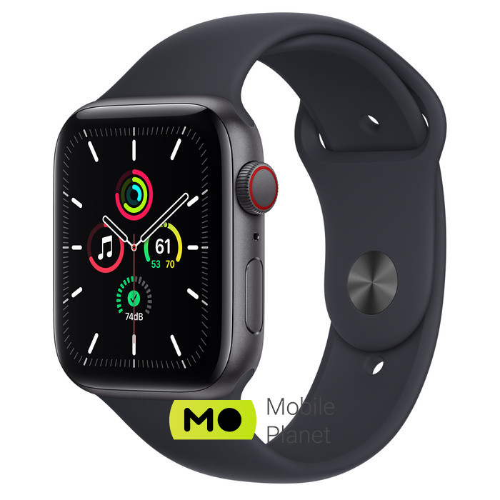 Годинники Apple Watch SE GPS + Cellular 44mm Space Gray Aluminum Case with Midnight Sport Band (MKRR3)