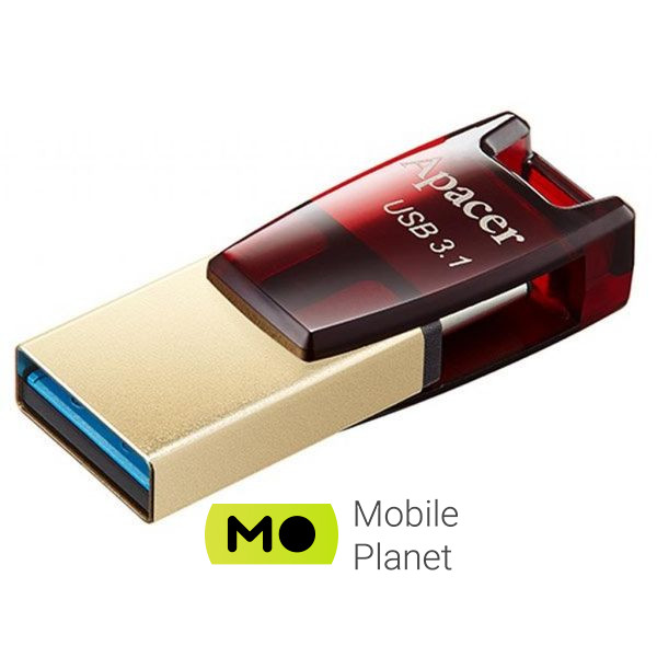 Флеш пам `ять Apacer 64GB AH180 Red Type-C Dual USB 3.1 (AP64GAH180R-1) (UA)