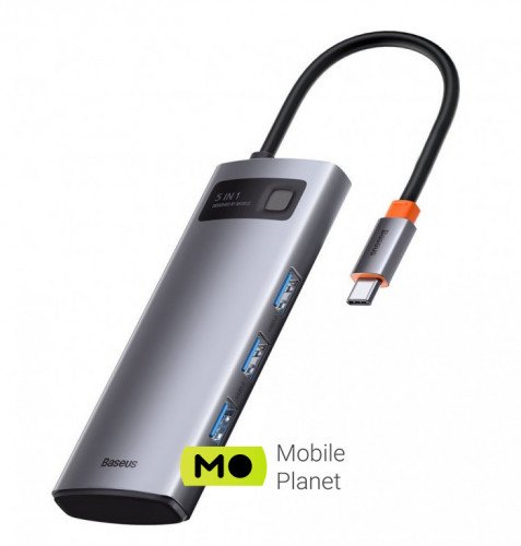 USB-Hub Baseus Plastic Gleam Series 5-in-1 Type-C/HDMI 4K/3 USB Gray (CAHUB-CX0G)