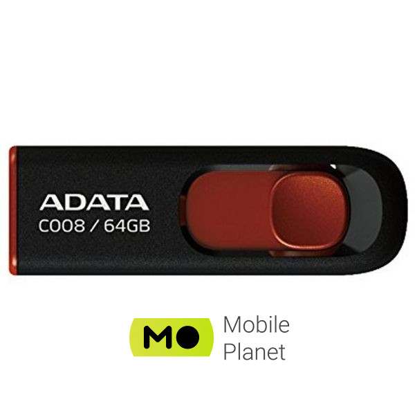 Флеш пам `ять ADATA 64GB C008 Black+Red USB 2.0 (AC008-64G-RKD) (UA)