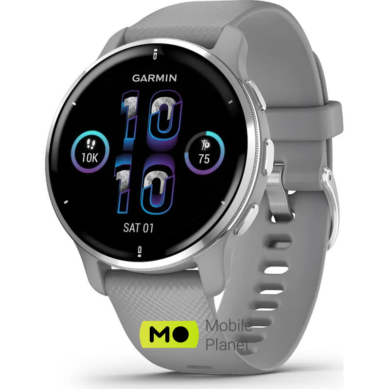 Garmin Venu 2 Plus Silver S. Steel Bezel w. Powder G. Case and S. Band (010-02496-00/10)