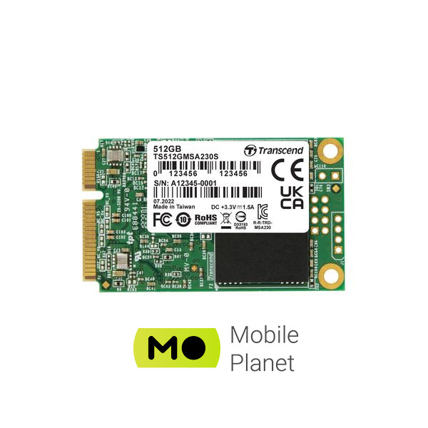 SSD диск mSATA 512GB Transcend (TS512GMSA230S) (UA)