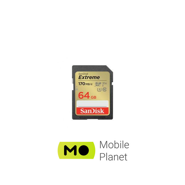 Карта пам'яті SanDisk 64GB SD class 10 UHS-I U3 V30 Extreme (SDSDXV2-064G-GNCIN) (UA)