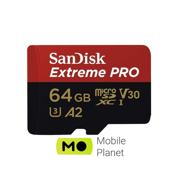Карта пам'яті SanDisk 64GB microSDXC class 10 UHS-I U3 Extreme Pro V30 (SDSQXCU-064G-GN6MA) (UA)