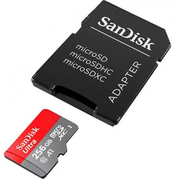Карта пам'яті SanDisk 256 GB microSDXC UHS-I Ultra A1 + SD adapter (SDSQUAC-256G-GN6MN)