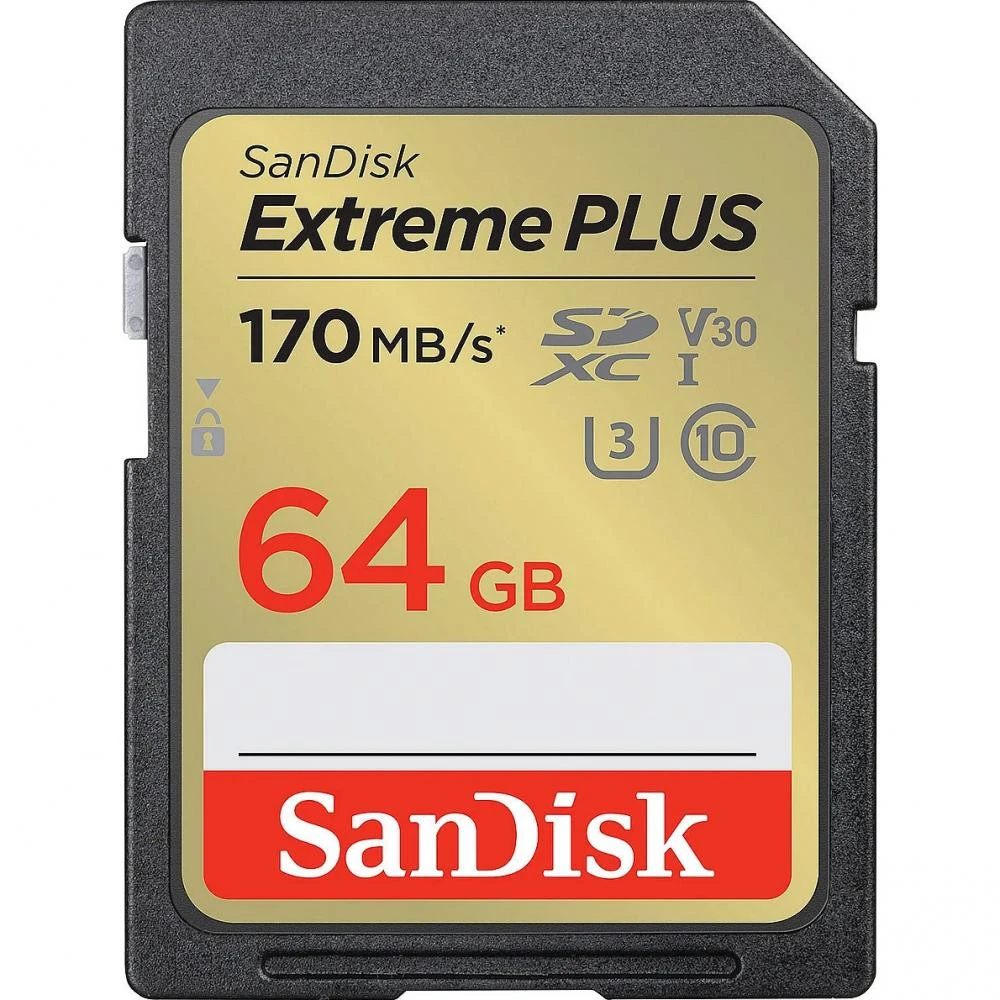 Карта пам'яті SanDisk 64 GB SDXC Class 10 UHS-I U3 V30 Extreme Plus (SDSDXW2-064G-GNCIN) (UA)