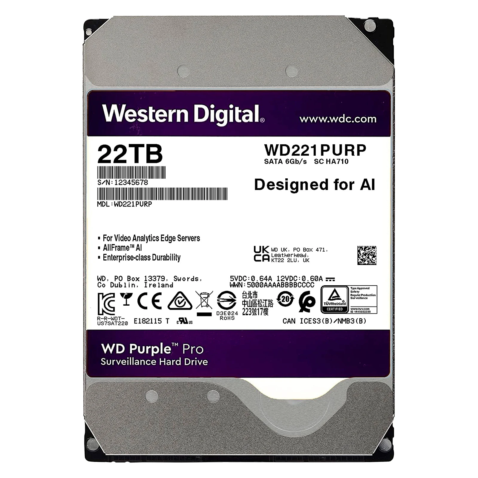 Жорсткий диск Жорсткий диск 3.5 22TB WD (WD221PURP) (UA)