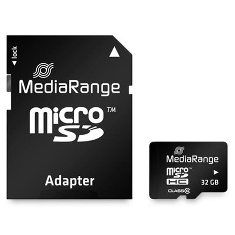 Карта пам'яті MicroSDHC 32GB Class 10 MediaRange R45/W15MB/s + SD-adapter (MR959) (UA)