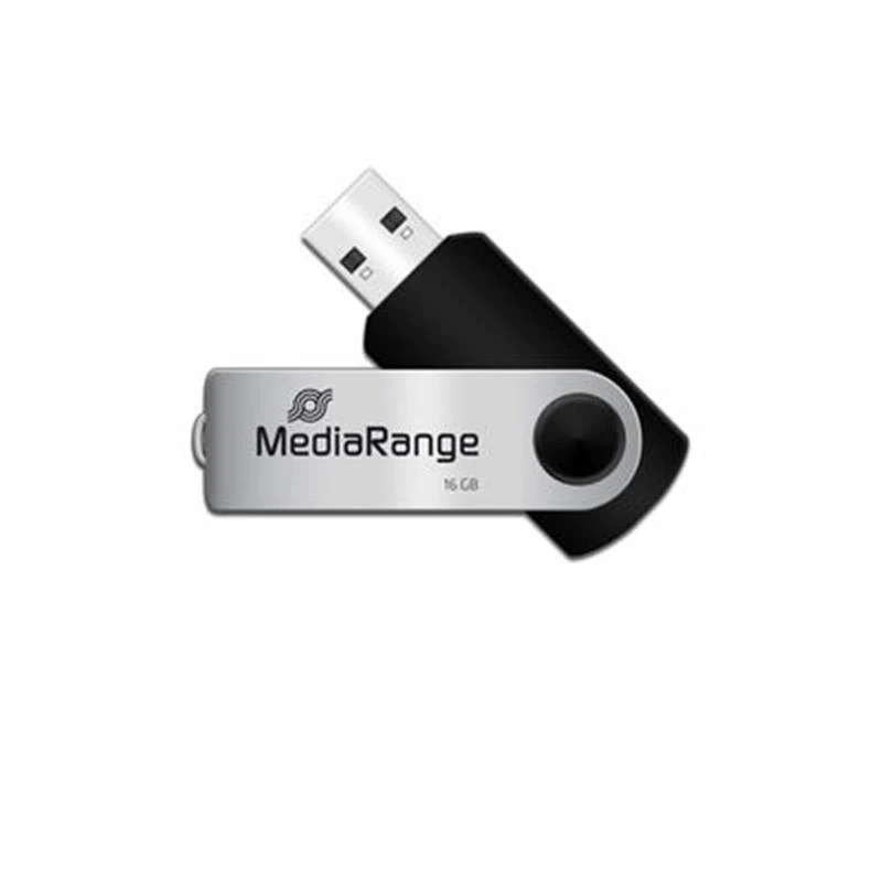 Флеш пам `ять USB2.0 16GB MediaRange Black/Silver (MR910) (UA)