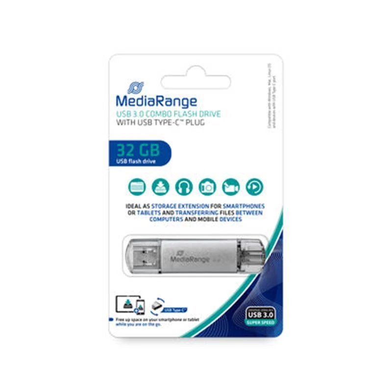 Флеш память USB3.0 32GB Type-C MediaRange Silver (MR936) (UA)