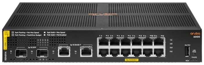 HP Комутатор HPE Aruba 6000 12G CL4 2SFP 139W Switch (R8N89A) (UA)