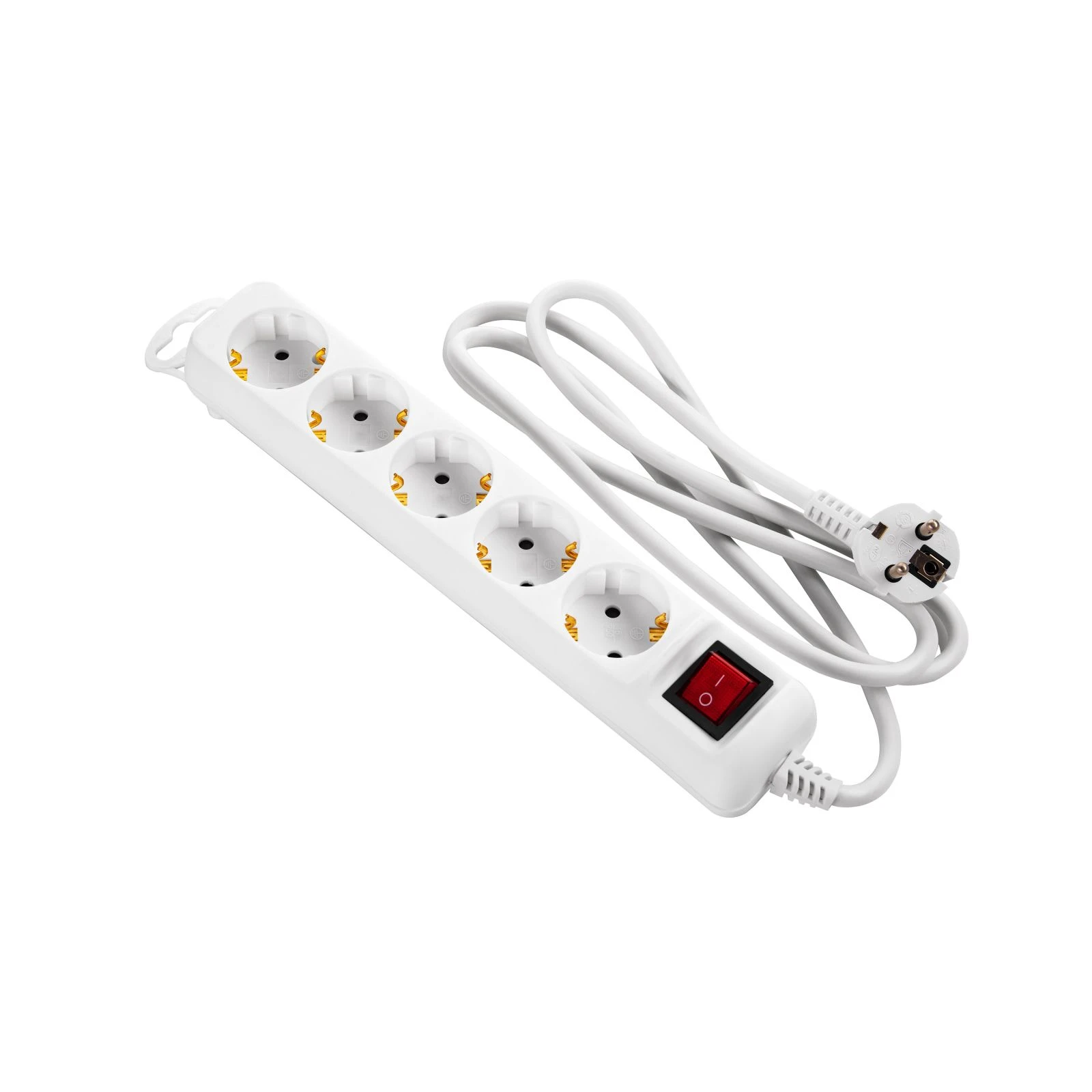 Сетевой фильтр 2E 5XSchuko з вимикачем,1.5м, white (2E-U05ESM1.5) (UA)