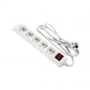 2E 5XSchuko з вимикачем,1.5м, white (2E-U05ESM1.5) (UA)