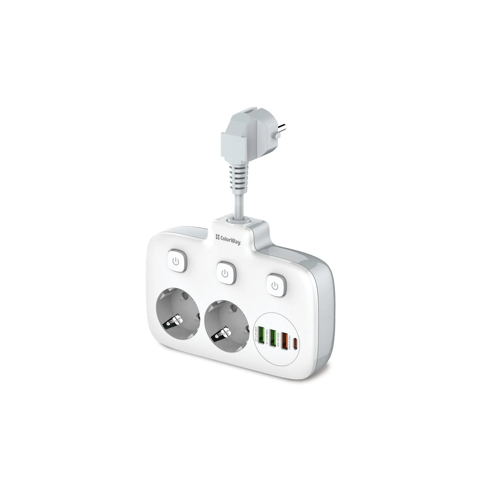 Мережевий фільтр ColorWay CW-CHE24PDW 2 розетки/4USB (CW-CHE24PDW) (UA)