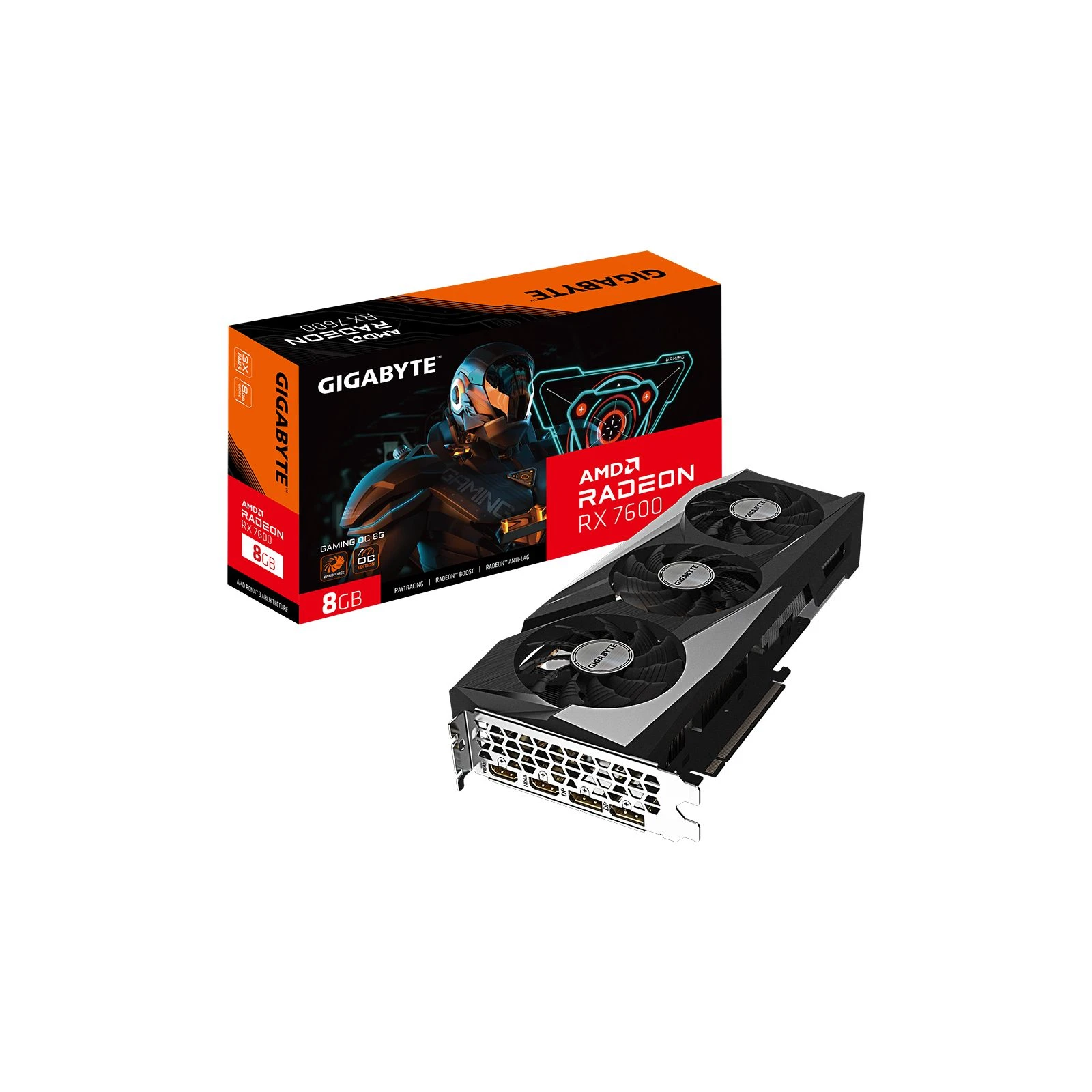 Відеокарта GIGABYTE Radeon RX 7600 8Gb GAMING OC (GV-R76GAMING OC-8GD) (UA)