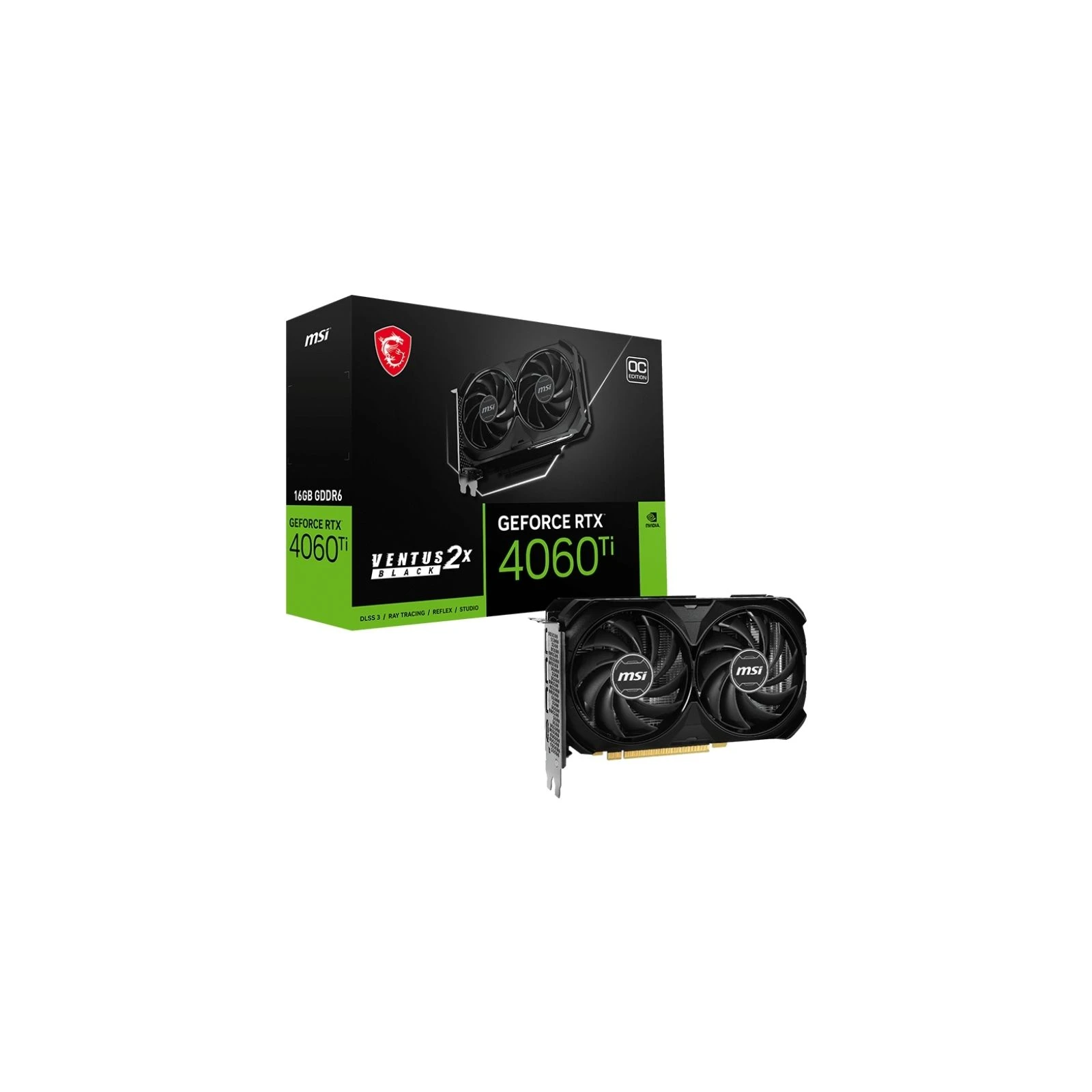 MSI GeForce RTX4060Ti 16Gb VENTUS 2X OC BLACK (RTX 4060 Ti VENTUS 