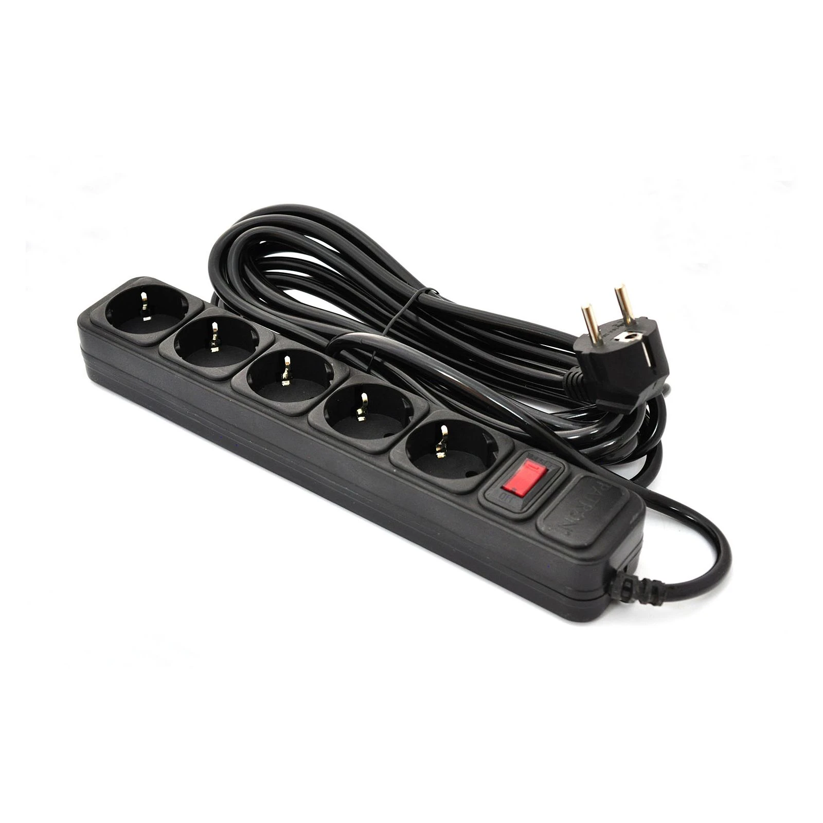 Мережевий фільтр Patron 5.0 m, 3*1.5mm2 (SP-1655) 5 розеток BLACK (EXT-PN-SP-1655) (UA)