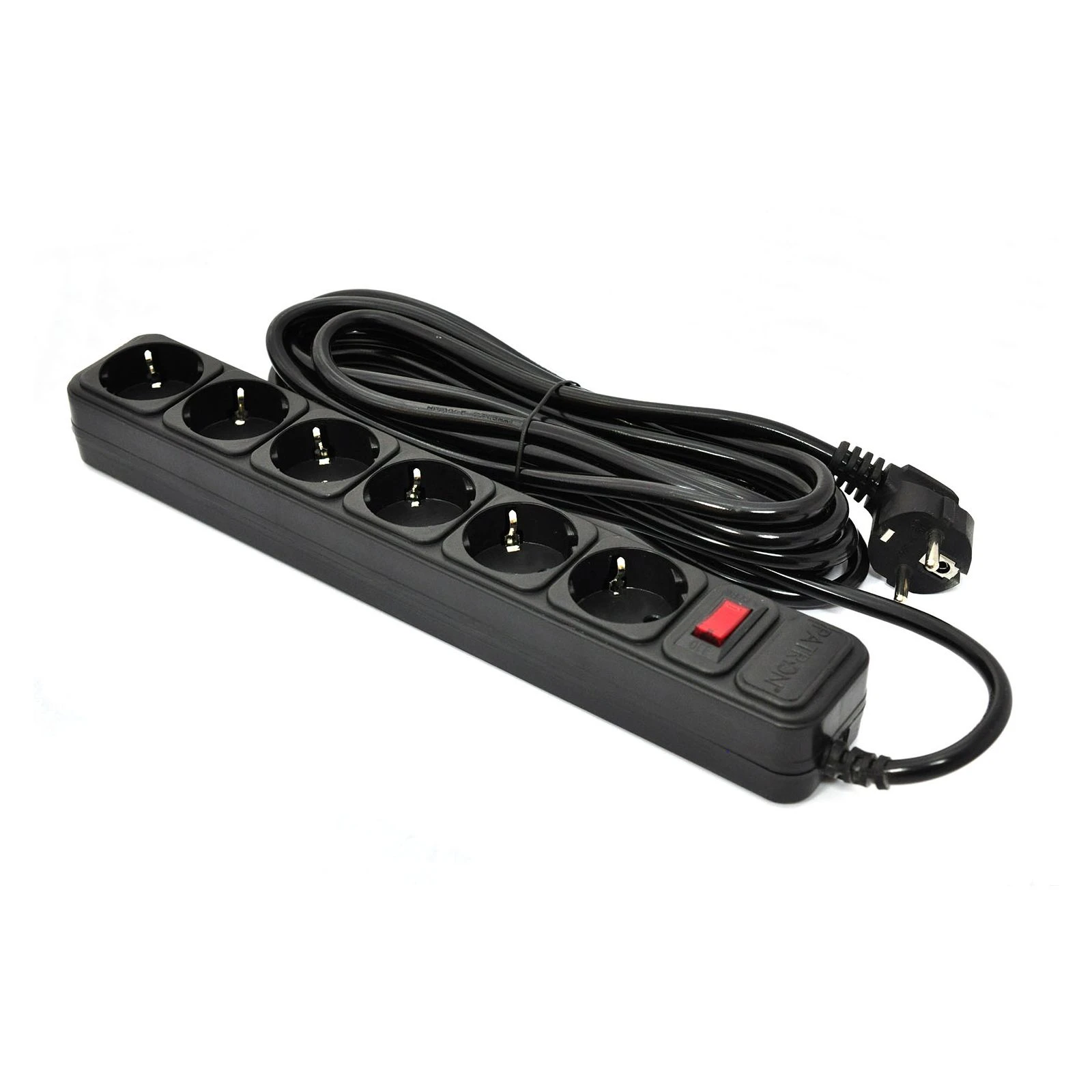 Мережевий фільтр Patron 5.0 m, 3*1.5mm2 (SP-1665) 6 розеток BLACK (EXT-PN-SP-1665) (UA)