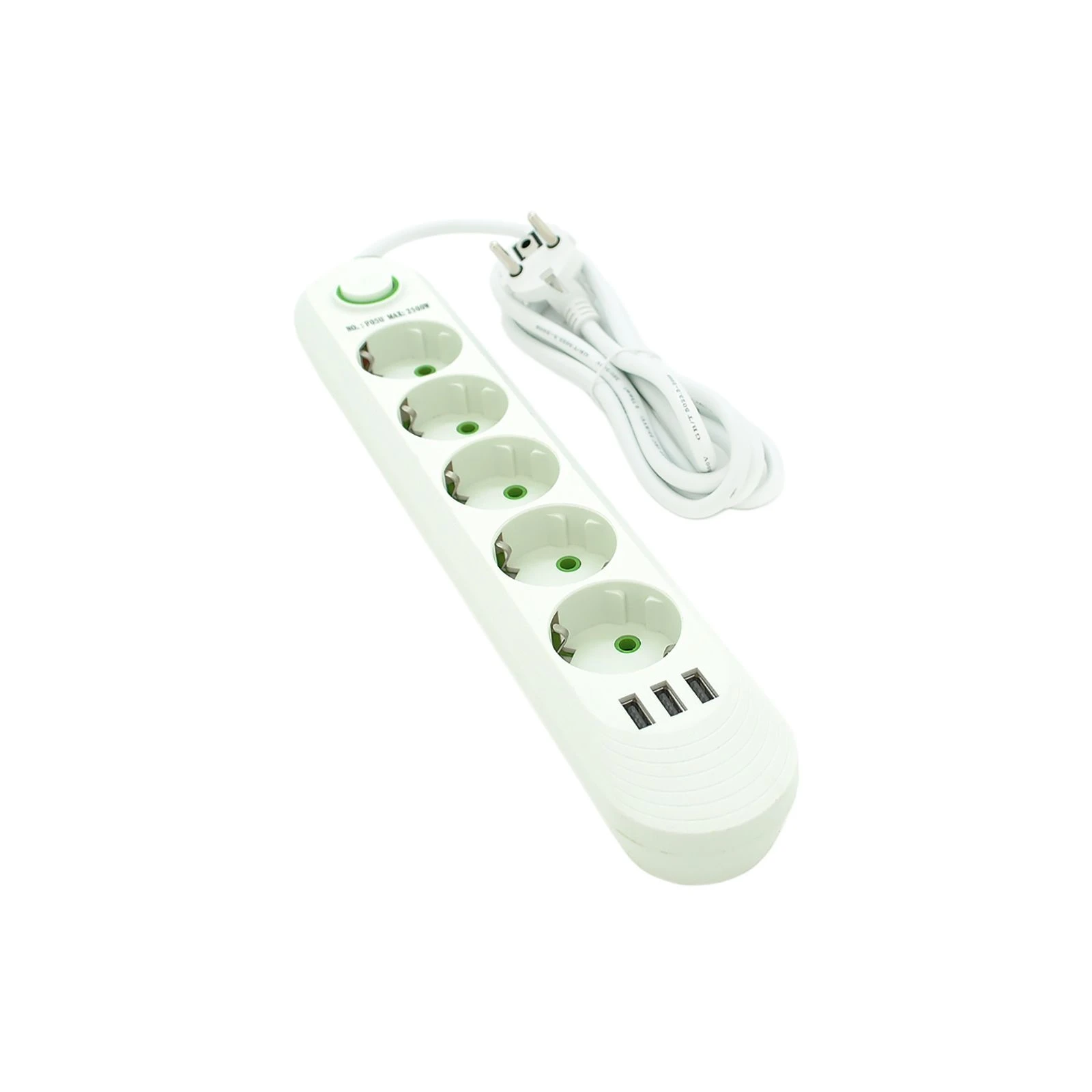 Сетевой фильтр Voltronic F05U, 5роз EU, 3*USB White (F05U-White) (UA)