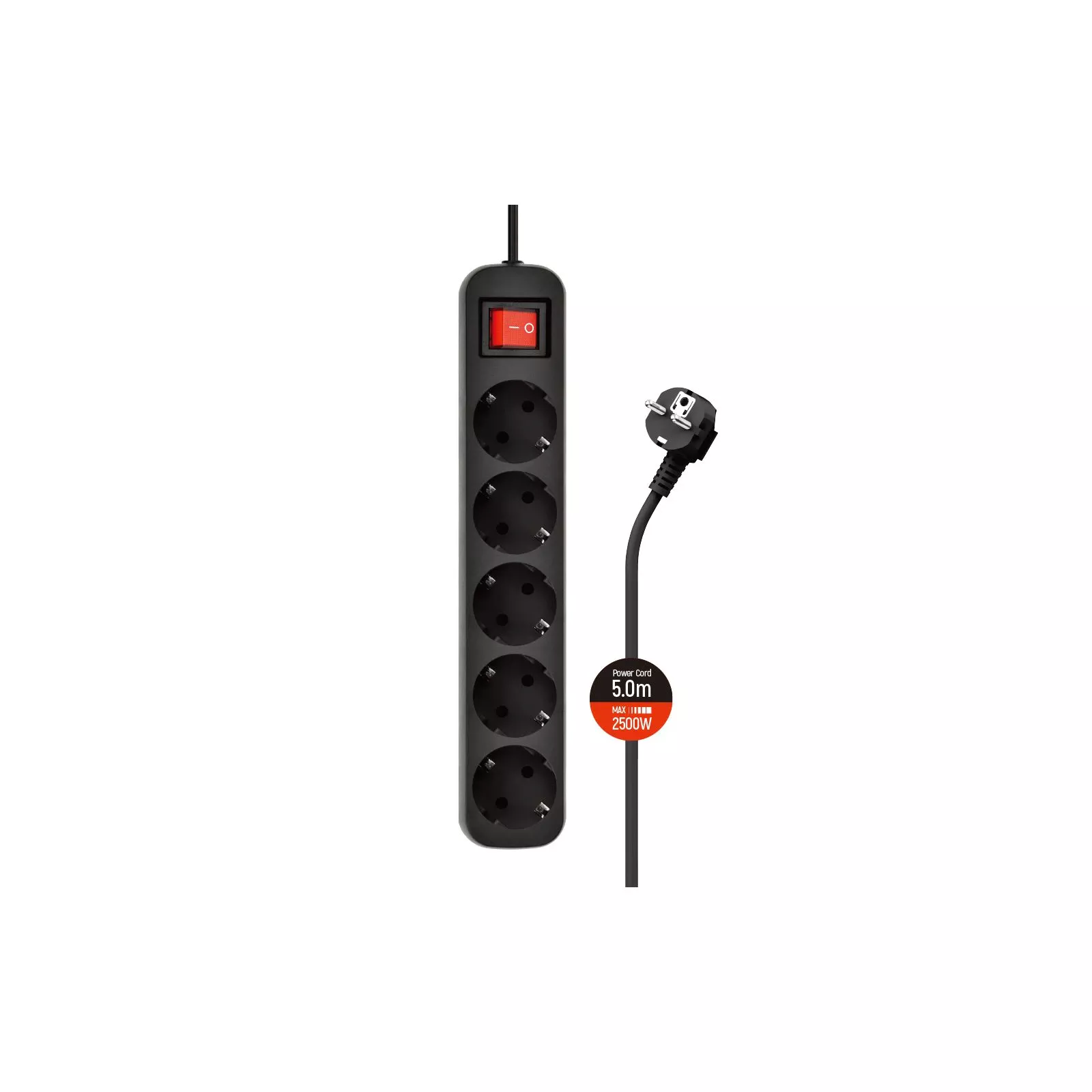 Сетевой фильтр ColorWay CW-PSEA55BK, 5 розеток/ 5M black (CW-PSEA55BK) (UA)