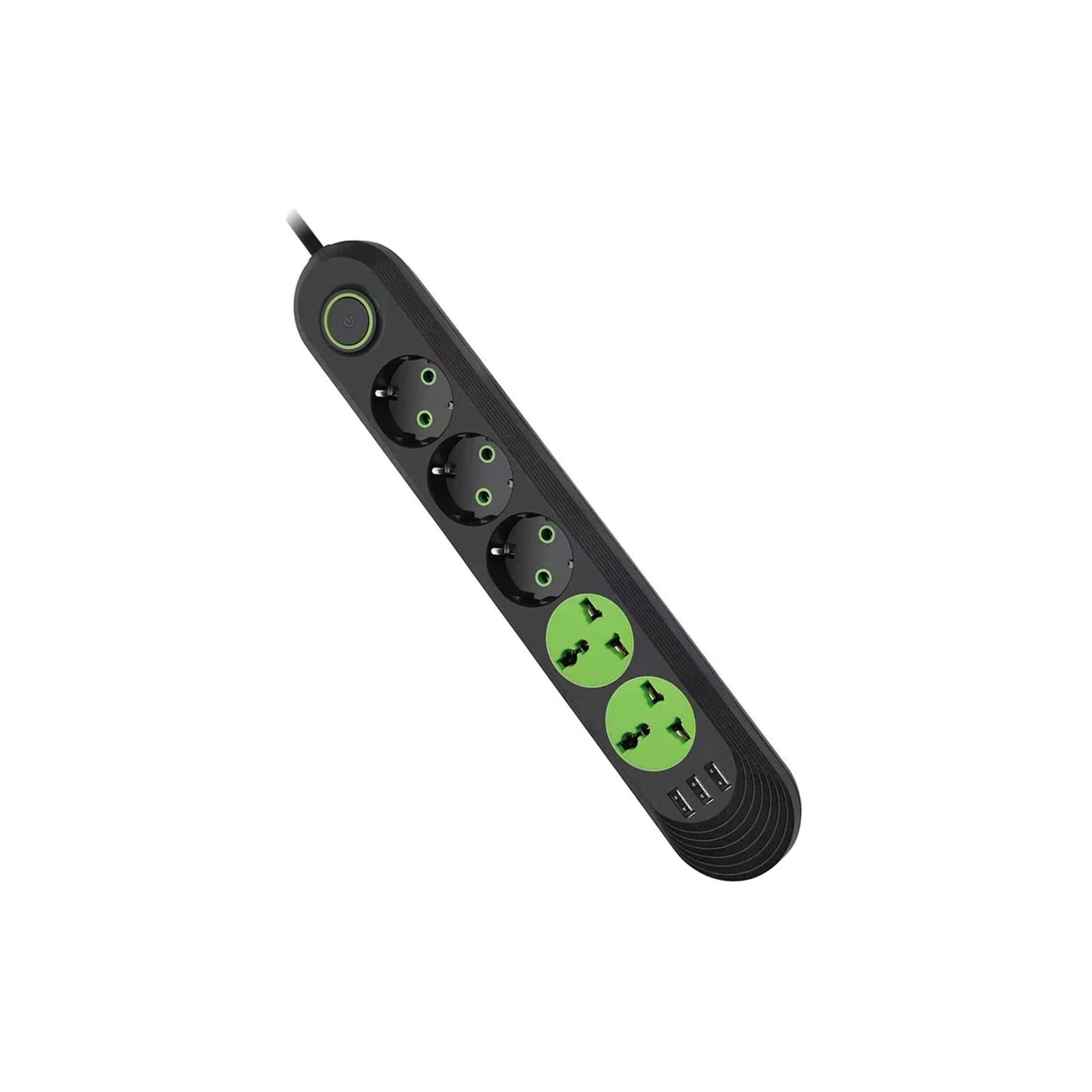 Мережевий фільтр Voltronic F02U, 3роз EU + 2роз Universal, 3*USB Black (F02U-Black) (UA)