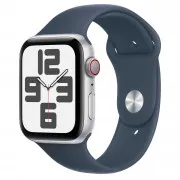 Apple Watch SE 2 GPS Plus Cellular 44mm Silver Aluminum Case with Storm Blue Sport Band M/L (MRHH3)