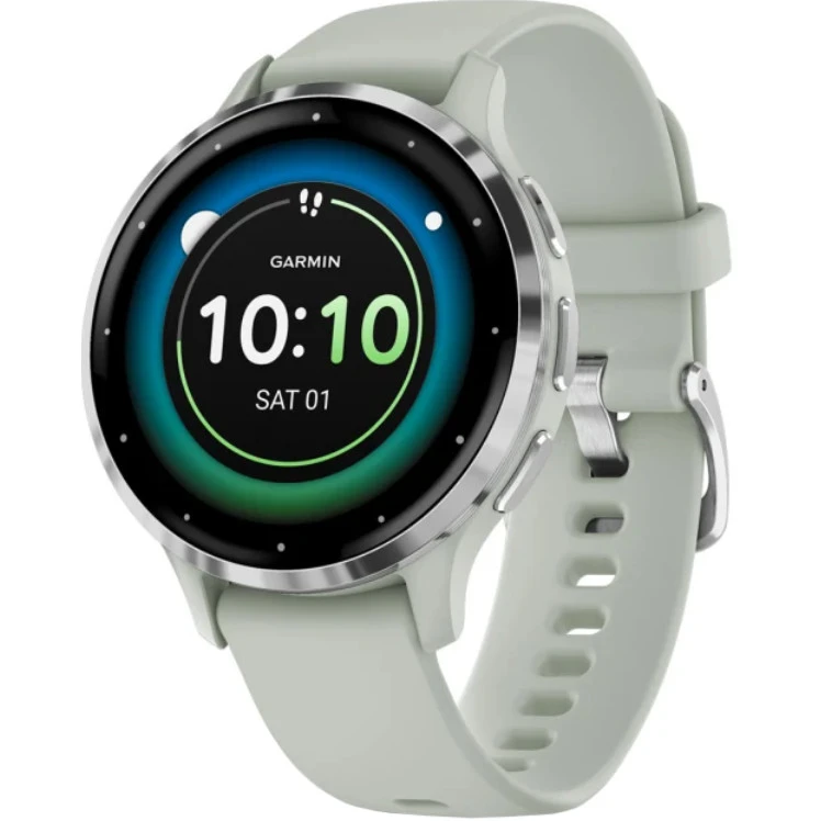 Garmin Venu 3S Silver S. Steel Bezel w. Sage Gray Case and S. Band (010-02785-01)