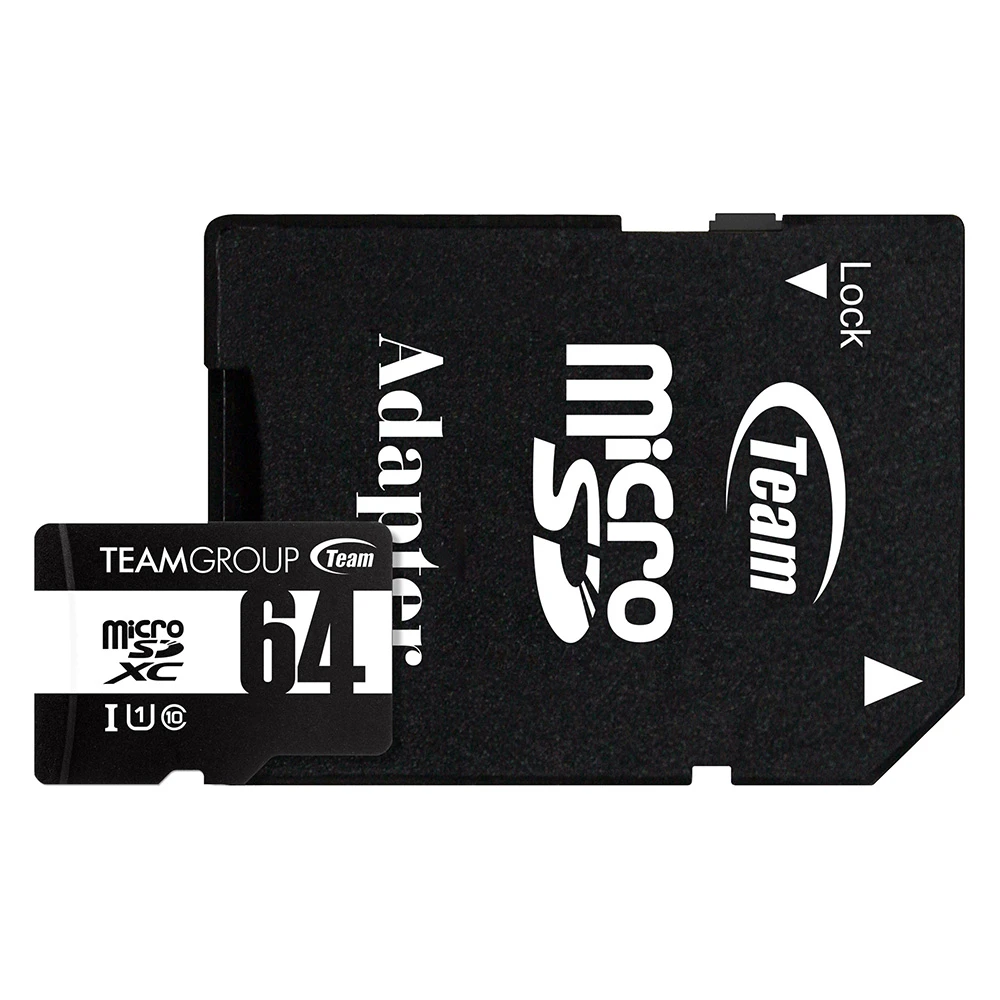 Карта пам'яті MicroSDHC 64GB UHS-I Class 10 Team Black + SD-adapter (TUSDX64GCL10U03) (UA)