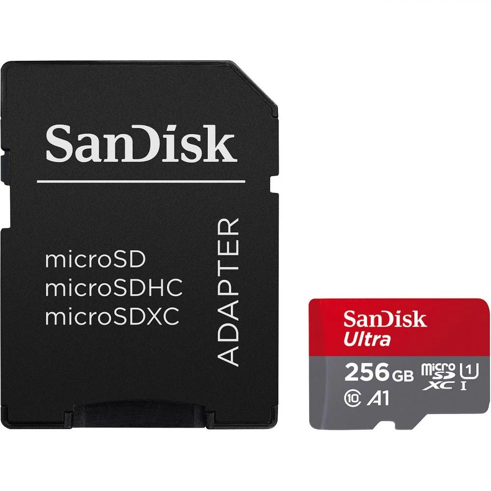Карта пам'яті SanDisk 256 GB microSDXC UHS-I Ultra A1 + SD adapter (SDSQUAC-256G-GN6MA) (UA)