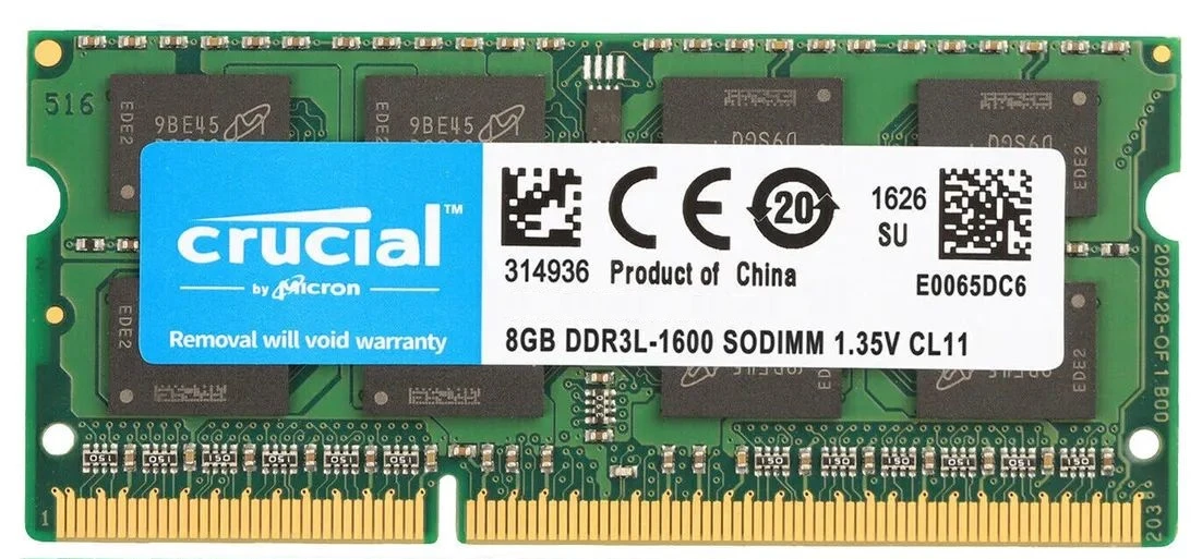 Оперативна пам'ять SO-DIMM DDR3L 8GB/1600 Crucial (CT102464BF160B.C16FPD)