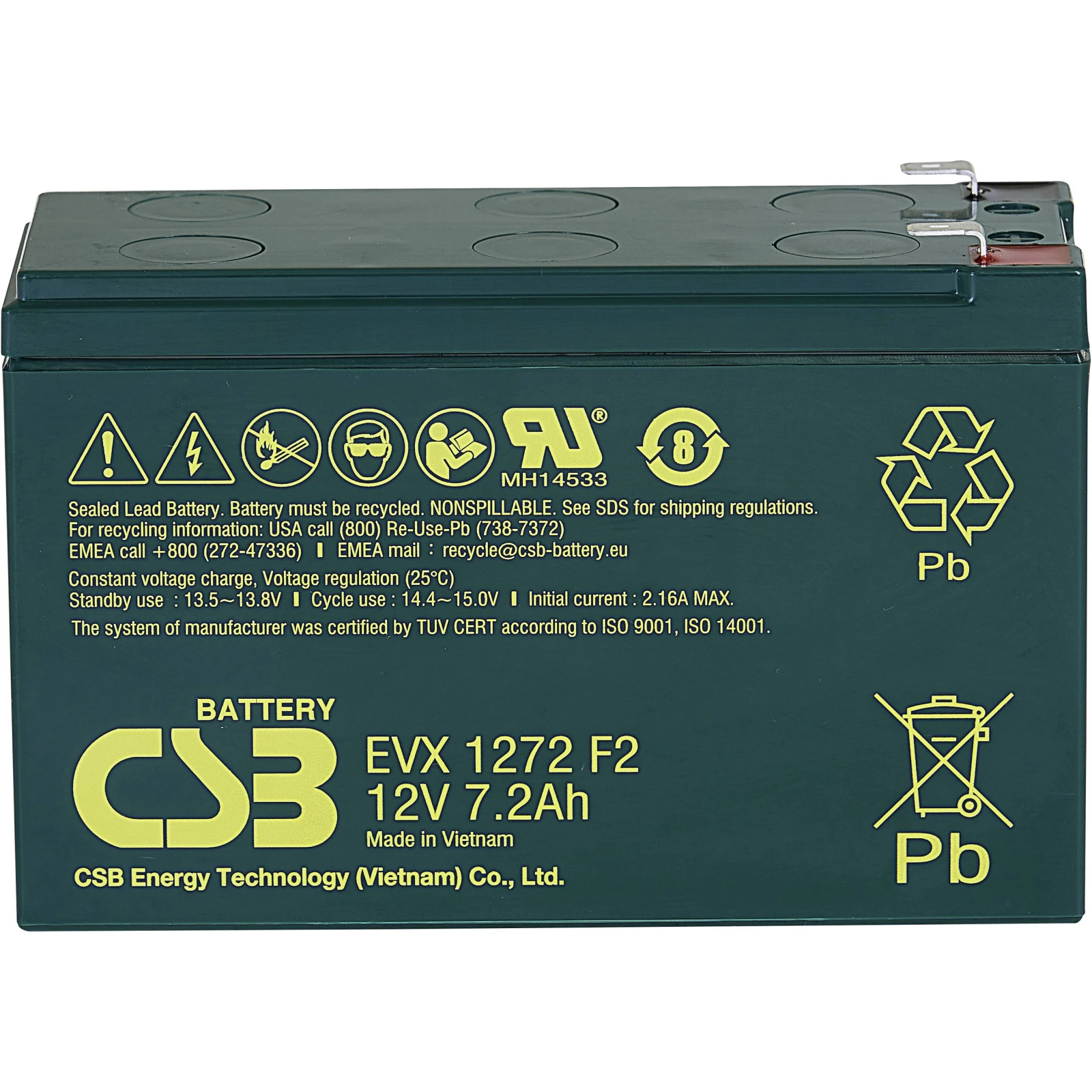 Аккумуляторная батарея CSB EVX1272F2 12V 7.2Ah (EVX1272F2) (UA)