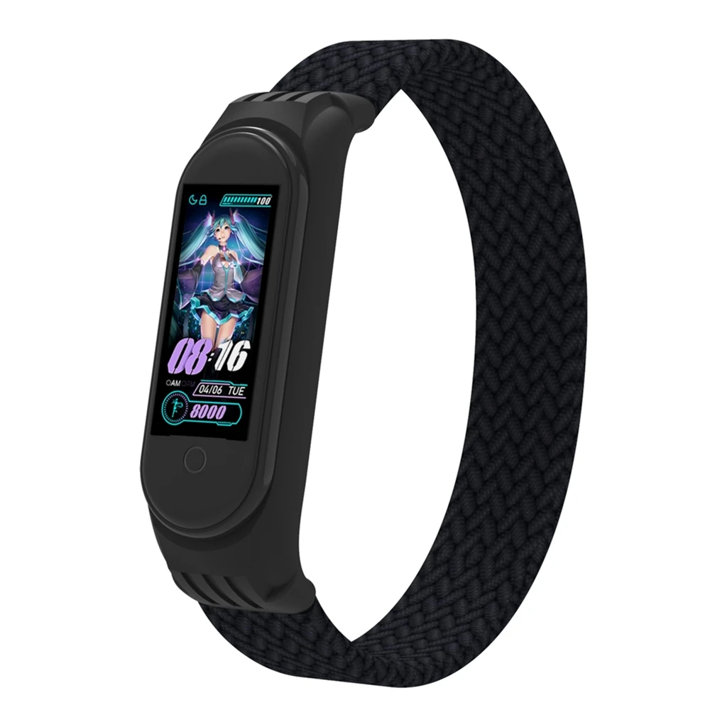 Ремінець для фітнес браслета Armorstandart Braided Solo Loop Xiaomi Mi Band 4/5/6 Black size M (ARM58769) (UA)