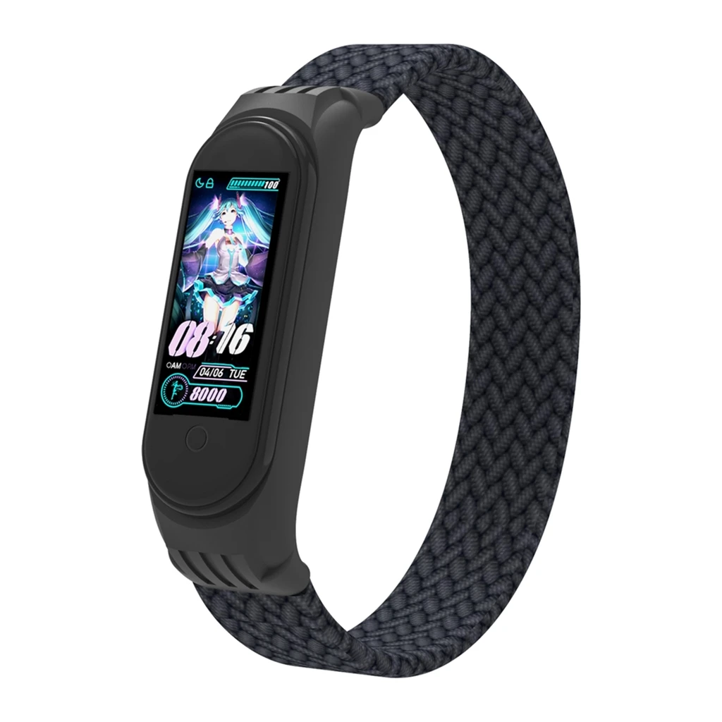 Ремешок для фитнес браслета Armorstandart Braided Solo Loop для Xiaomi Mi Band 4/5/6 Charcoal size L (ARM58759) (UA)