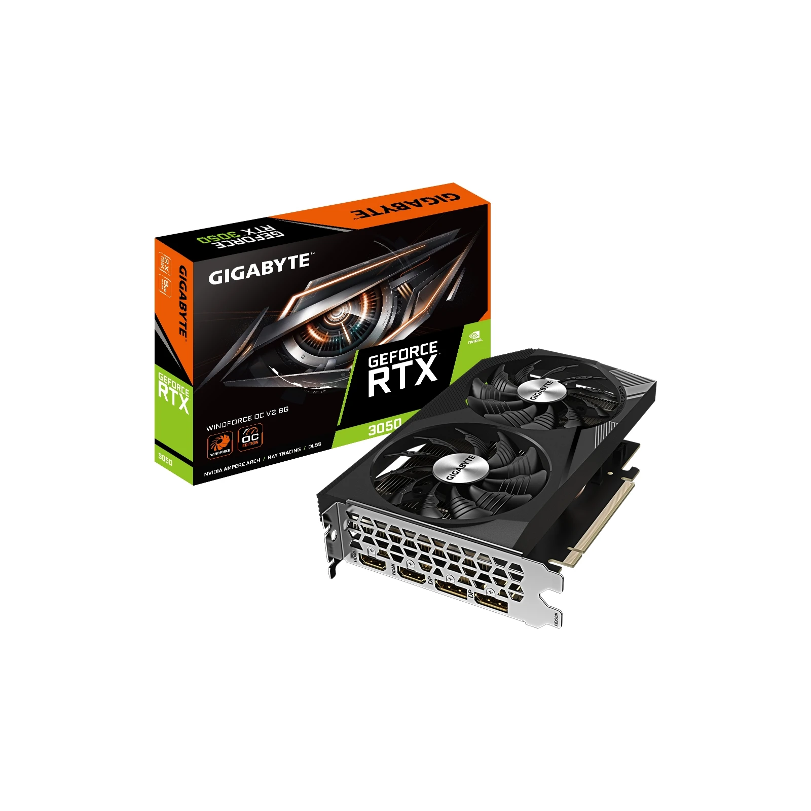 Видеокарта GIGABYTE GeForce RTX3050 8Gb WINDFORCE OC V2 (GV-N3050WF2OCV2-8GD) (UA)